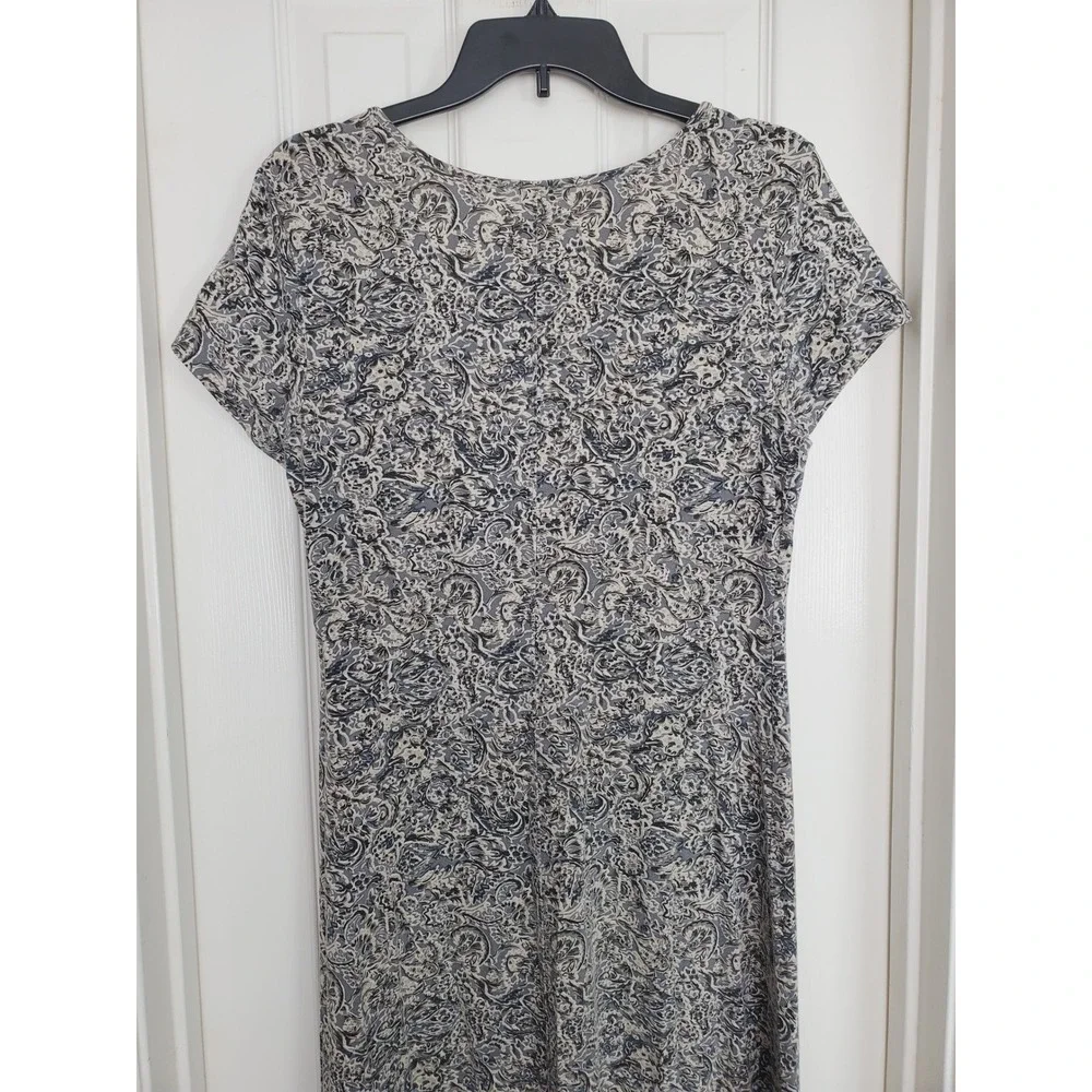 Peruvian Connection Maxi Dress Blue Gray Paisley Cotton Lycra Stretch Boho M